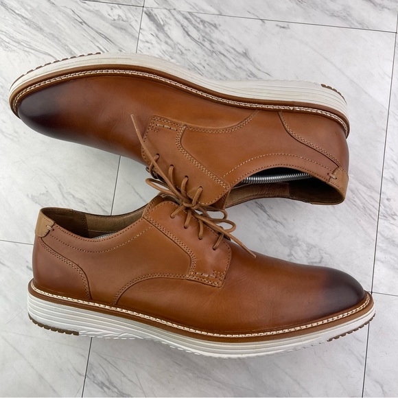 •Johnston Murphy trufoam men’s 13 M brown leather  hybrid comfort derby shoes main image 10